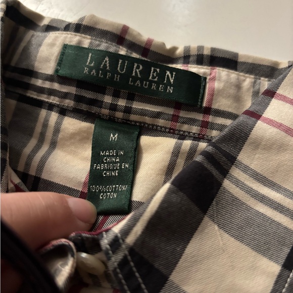 Lauren Ralph Lauren Women’s Casual Plaid Shirt - Black, White, Red size Medium - Picture 2 of 6